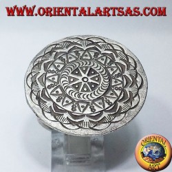 Bague en argent, disque Karen sculpté à la main