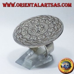 Bague en argent, disque Karen sculpté à la main