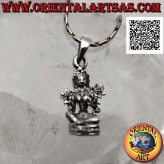 Pendentif en argent, statue de Lakshmi ou Laxmi (divinité hindoue de l'abondance, de la beauté et de la fertilité)