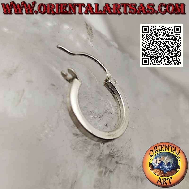 Silver earrings, 2 x 14 mm square section smooth circles (lever)