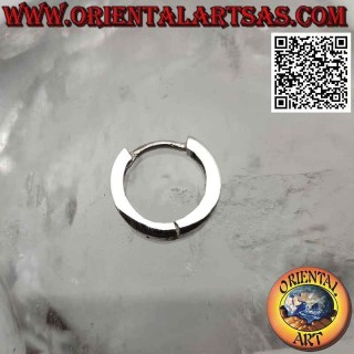 Pendientes de plata, círculos lisos de sección cuadrada de 2 x 12 mm (clic)