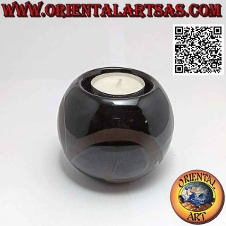 Portacandele sferico con candela in ceramica