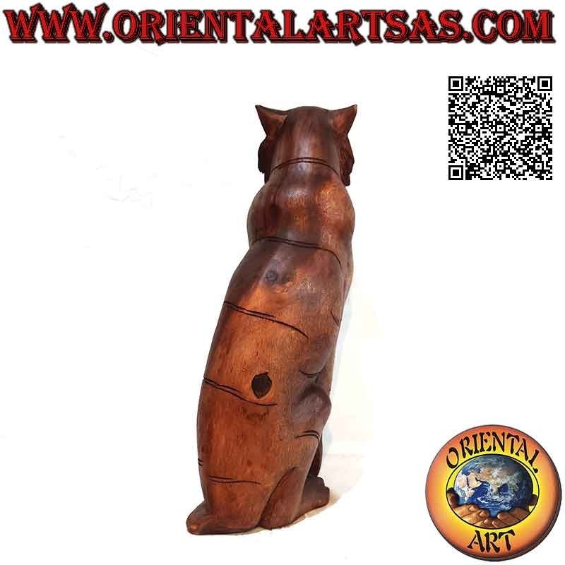52cm snarling tiger sculpture in suar wood (hand carved from a single block)
