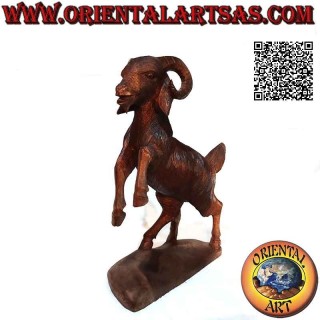 Scultura ariete o RAM rampante in legno di suar da 43 cm (scolpita a mano da un unico blocco)