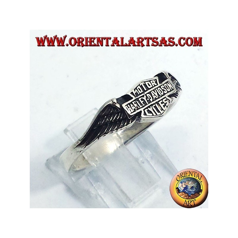 Bague en argent Harley Davidson avec des ailes