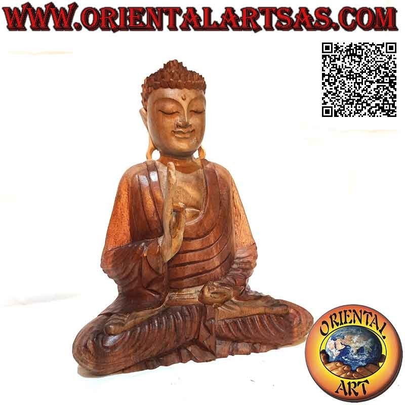 Bouddha Abhaya Mudra Bois Suar Bicolore 32 cm