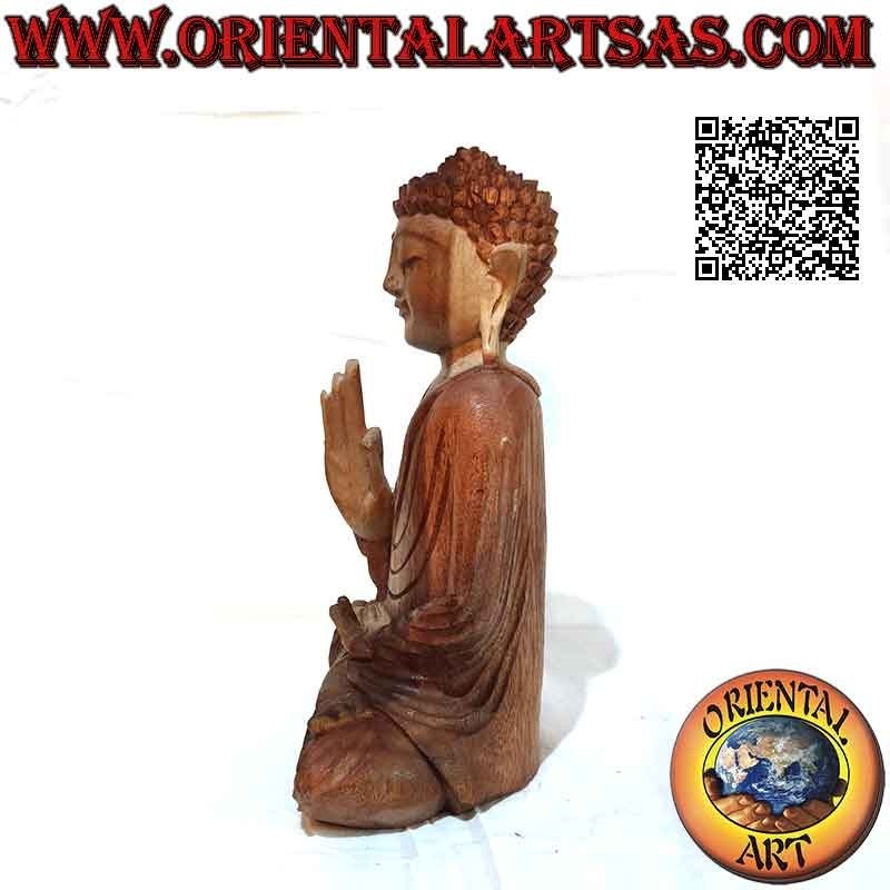 Buddha Abhaya Mudra Legno Suar Bicolore 32 cm