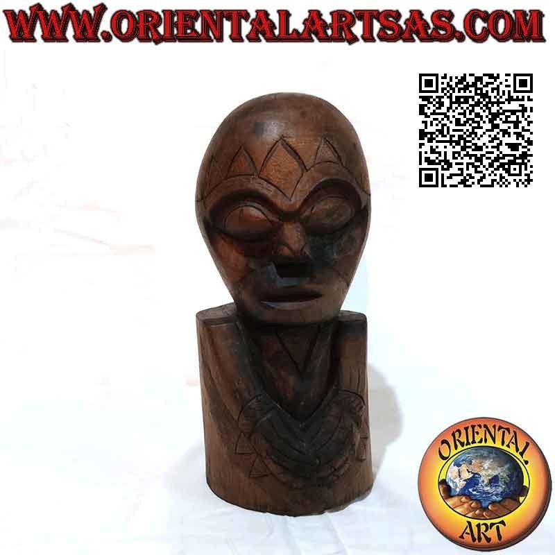Neuseeländische Maori-Kopfskulptur aus Teakholz 32 cm (einzelner Block)