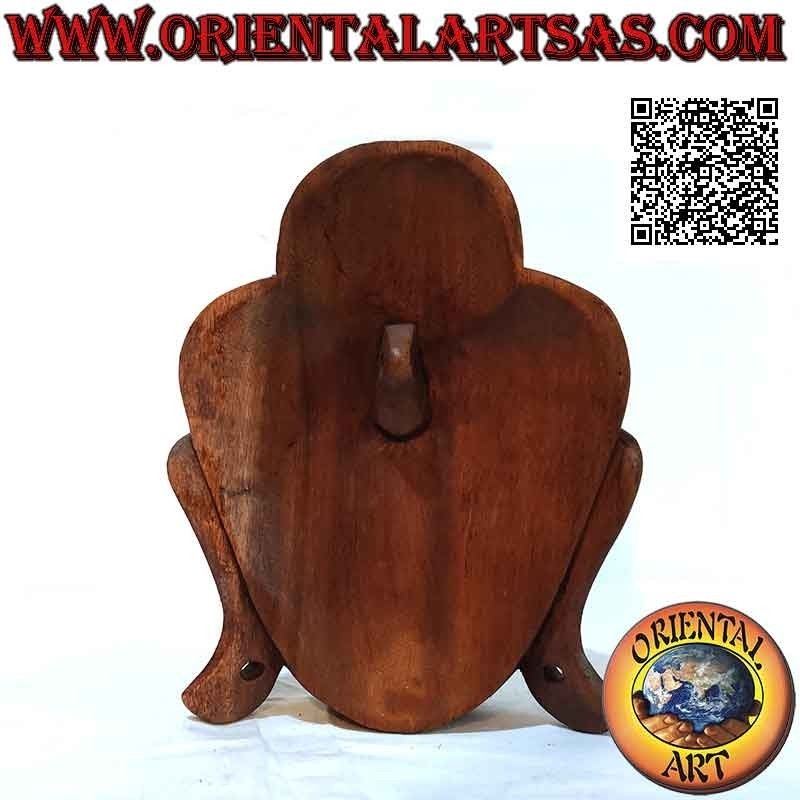 Masque sculpture tête de Bouddha pour mur ou support en bois de suar, 25 x 20 cm (monobloc)