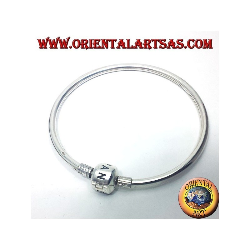 in stiff silver bracelet for charms