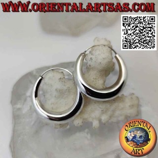 Silberohrringe, 26mm schmaler Halbmond einfache glatte Kreise (klassisch)