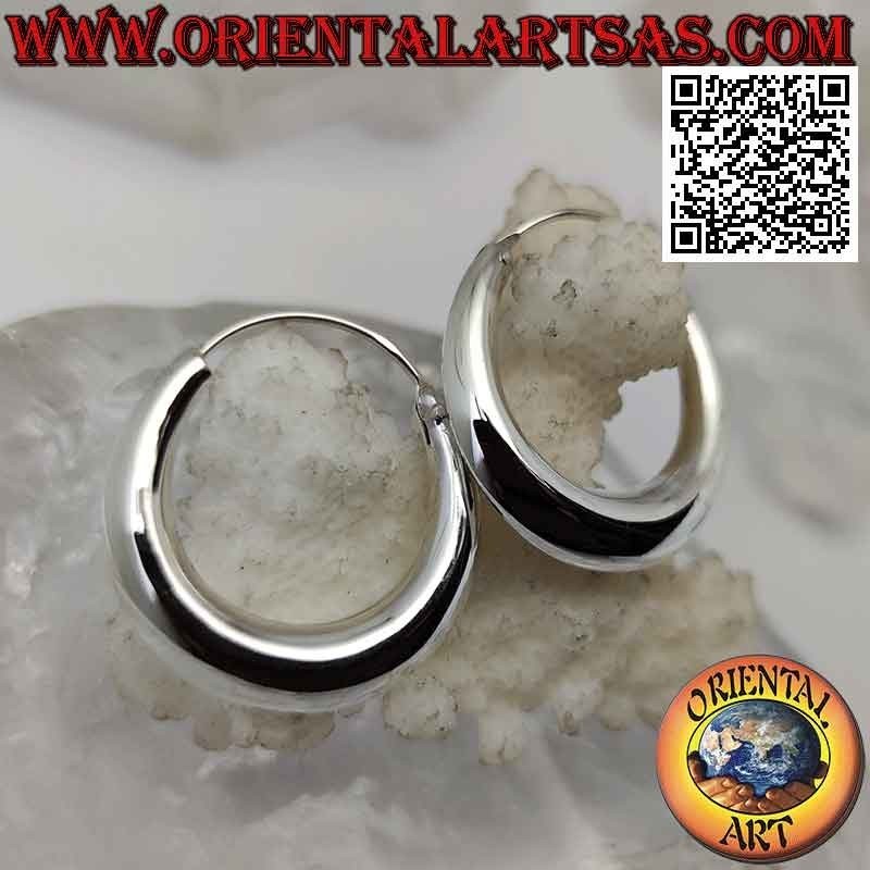 Boucles d'oreilles en argent, croissant étroit 26mm cercles lisses simples (classique)