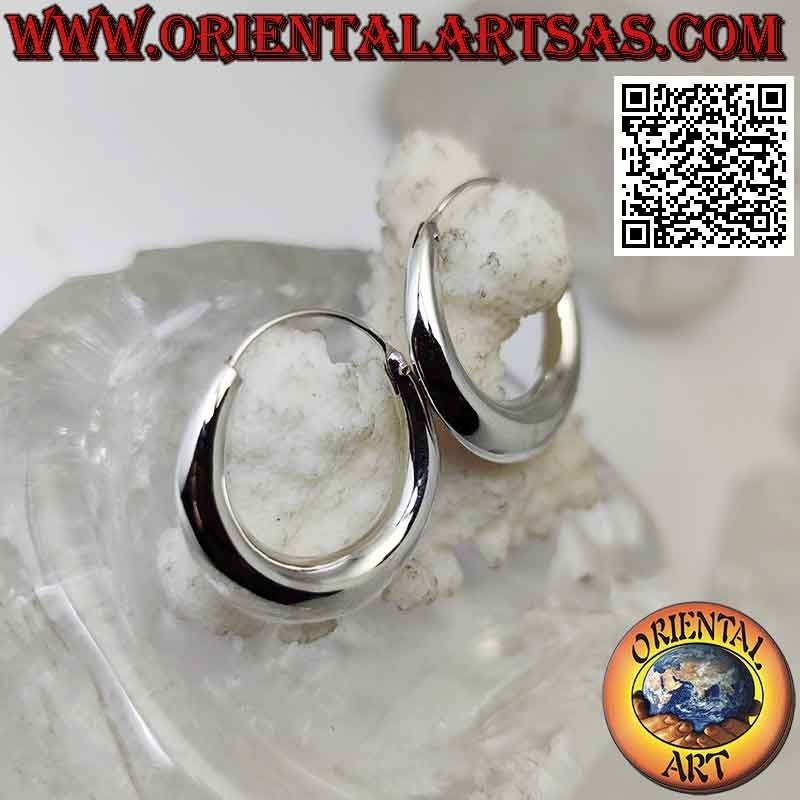 Boucles d'oreilles en argent, croissant étroit 26mm cercles lisses simples (classique)