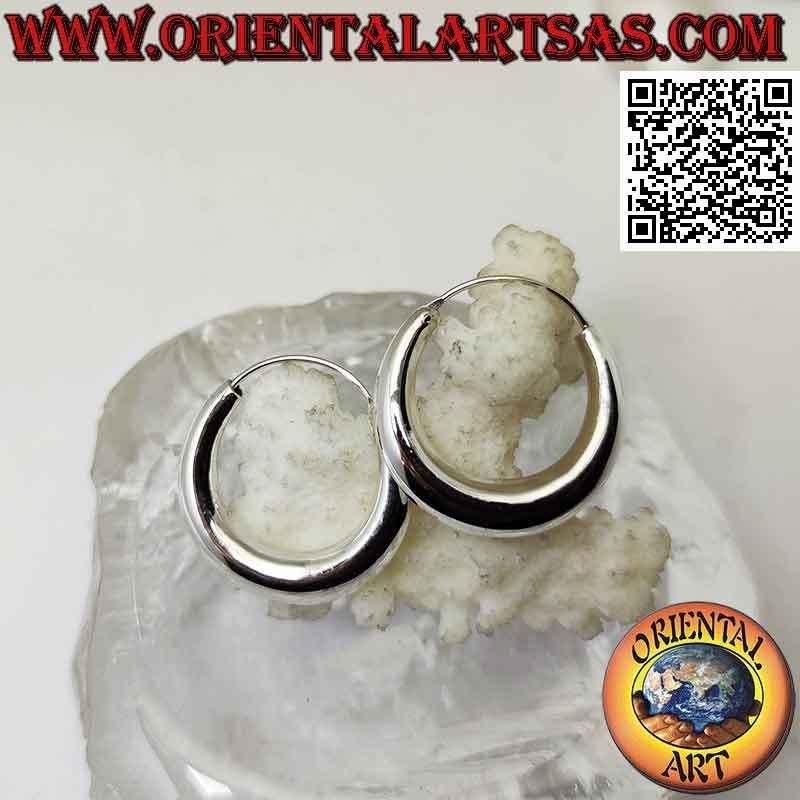 Silberohrringe, 26mm schmaler Halbmond einfache glatte Kreise (klassisch)