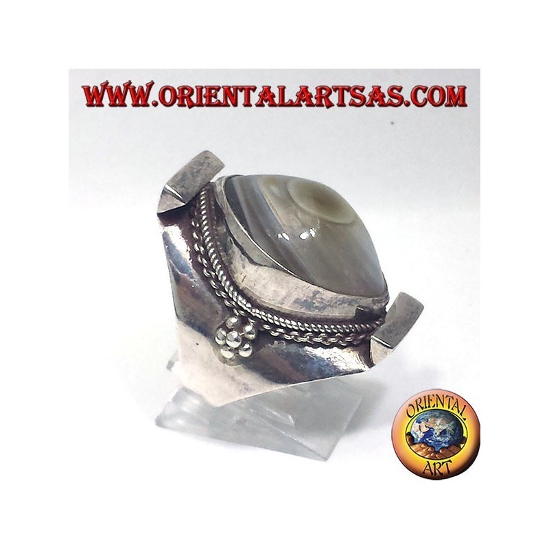 anillo de plata con ágata ojo de Shiva