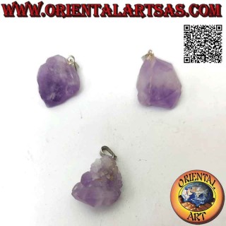 Pendentif Améthyste Brute Naturelle | Métal Hypoallergénique