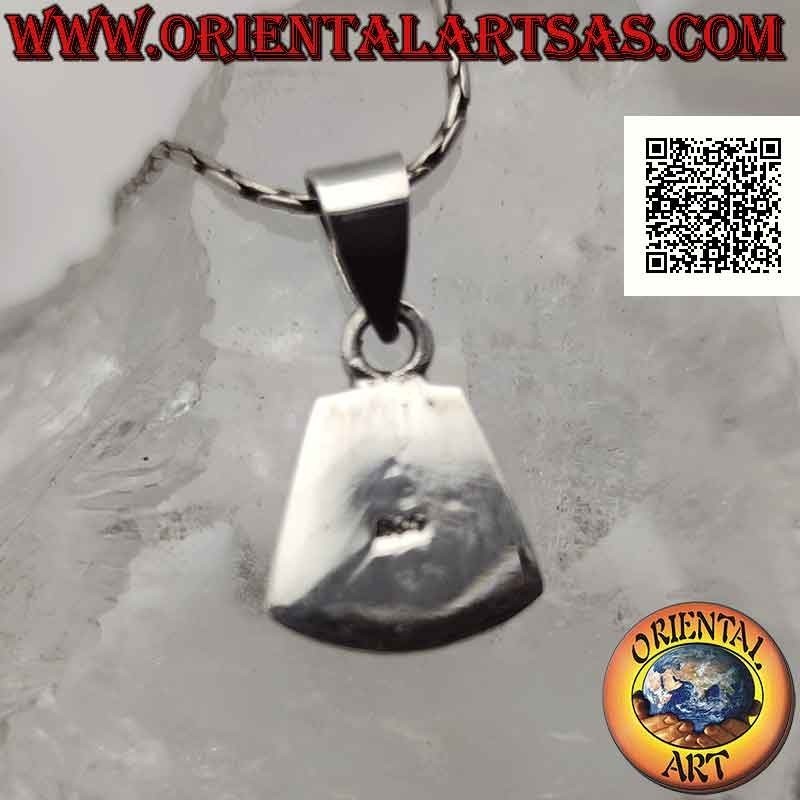 Pendentif en argent avec fil courbe trapèze isocèle nacre sur serti lisse