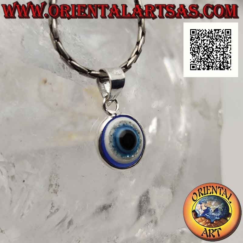 Colgante de plata, el ojo de Alá (amuleto contra el mal de ojo y la mala suerte) 9 mm Ø