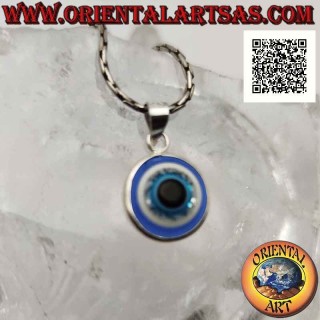 Silver pendant, the eye of Allah (amulet against evil eye and bad luck) 13 mm Ø