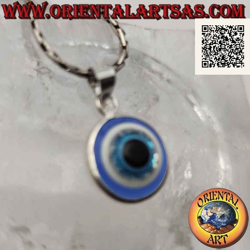 Silver pendant, the eye of Allah (amulet against evil eye and bad luck) 13 mm Ø