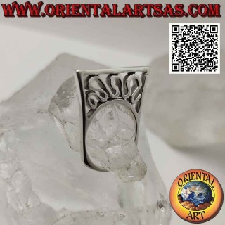 Bague en argent écrasé et saillant avec vague perforée