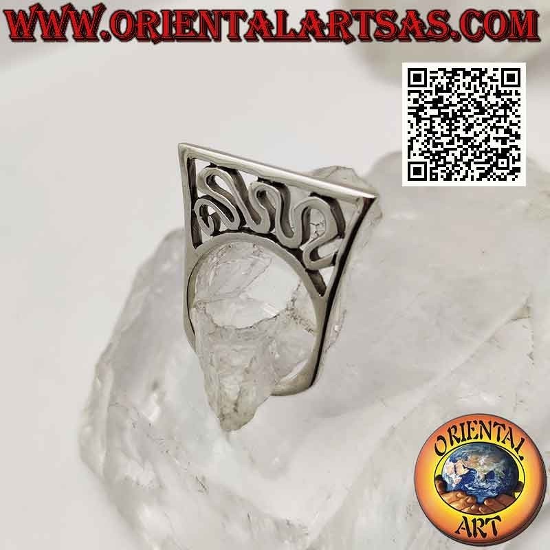 Bague en argent écrasé et saillant avec vague perforée