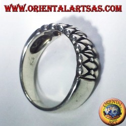 anillo de plata, banda dentada