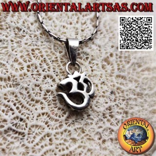 Pendentif en argent en forme de mantra hindou ॐ om épais et lisse (12 mm)
