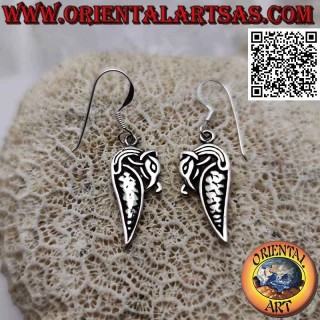 Boucles d'oreilles en argent avec python stylisé avec profil pendentif