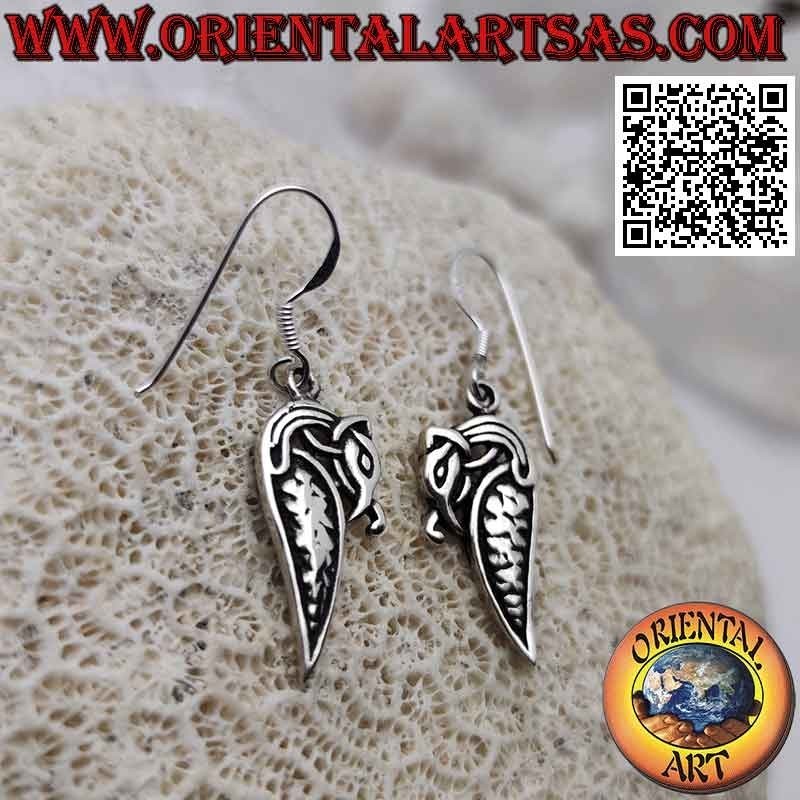Silver earrings with stylized python with pendant profile