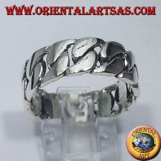 Bague Bande Chaîne Rigide Argent 925 - Bijou Homme Oriental Art