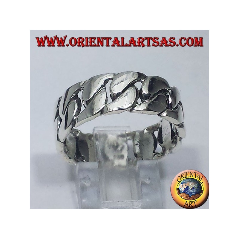 Rigid Chain Band Ring 925 Silver - Men's Jewelry Oriental Art