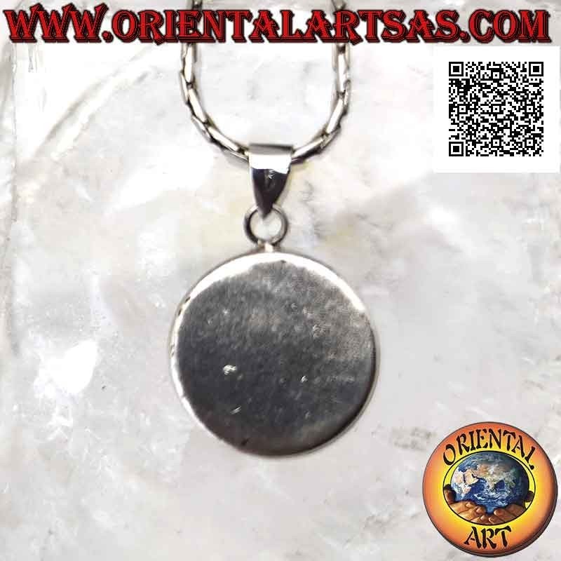 Flat 25 mm Ø yin yang "Tao" silver pendant studded with black and white zircons