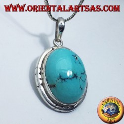Pendentif en argent avec Turquoise naturelle tibétaine