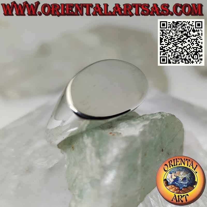 Bague argent lisse ovale croix plate (12 x 20 mm)