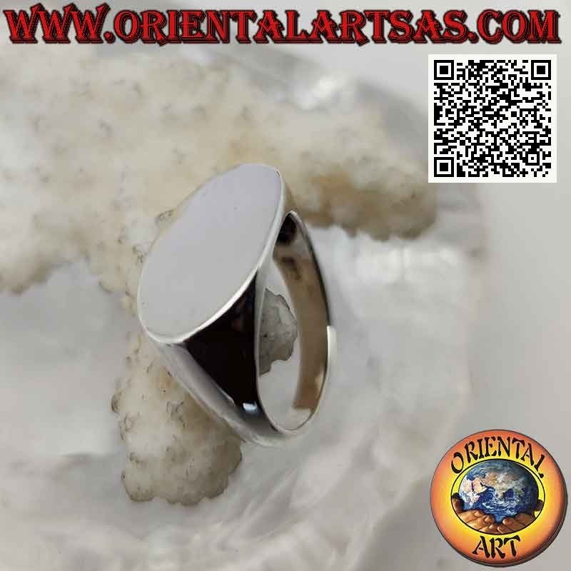 Anello in argento liscio ovale trasversale piatto (12 x 20 mm)