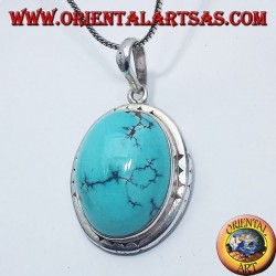 Pendentif en argent avec Turquoise naturelle tibétaine