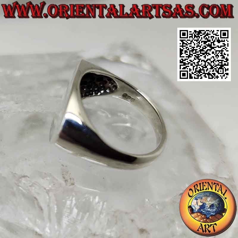 Anillo cruz plana ovalada plata lisa (12 x 20 mm)