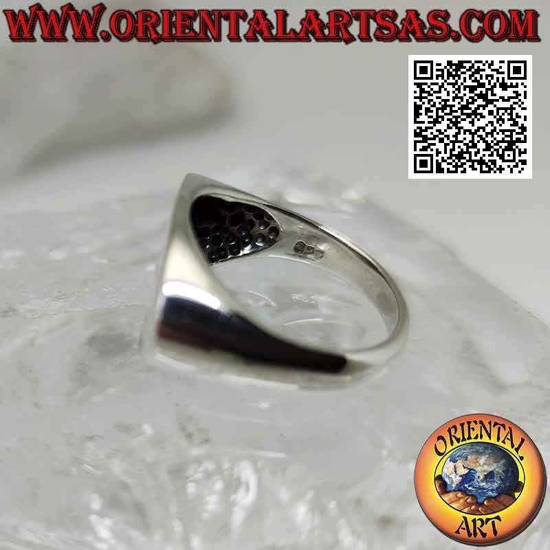 Bague argent lisse ovale croix plate (12 x 20 mm)