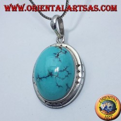 Colgante de plata con turquesa natural tibetano