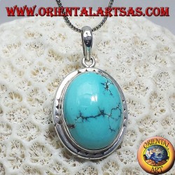 Pendentif en argent avec Turquoise naturelle tibétaine