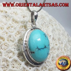 Silver Pendant with Natural Turquoise Tibetan