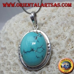 Pendentif en argent avec Turquoise naturelle tibétaine