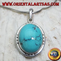 Pendentif en argent avec Turquoise naturelle tibétaine