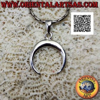 Pendentif en argent, croissant wicca avec pointes vers le bas (lisse et arrondi) 15 mm