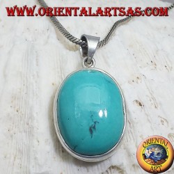 Colgante de plata con turquesa natural tibetano (Oval)