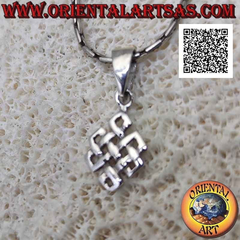 Pendentif en argent Srivatsa symbole de bon augure (symbole tibétain de l'infini) petit 12 mm