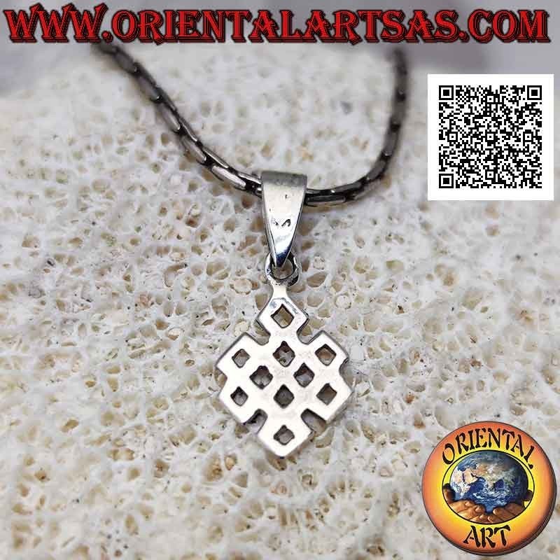 Colgante de plata Srivatsa símbolo auspicioso (símbolo de infinito tibetano) pequeño 12 mm