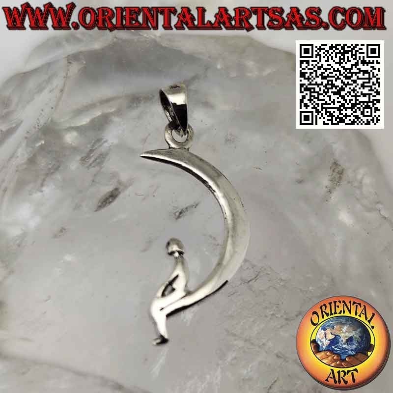 Colgante de plata, niño sentado en la luna (símbolo de Dreamworks)
