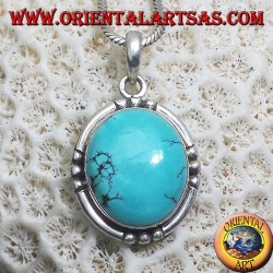silver pendant with Natural Turquoise Tibetan (average Oval)